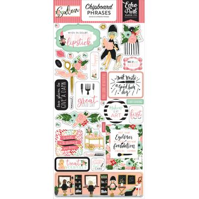 Echo Park Salon Sticker - Chipboard Phrases